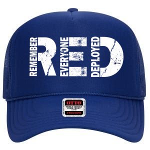 Red Friday Remember Everyone Deployed High Crown Mesh Back Trucker Hat