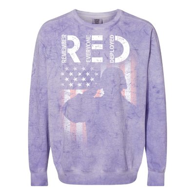 Red Friday Remember Everyone Deployed Flag Colorblast Crewneck Sweatshirt