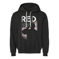 Red Friday Remember Everyone Deployed Flag Garment-Dyed Fleece Hoodie