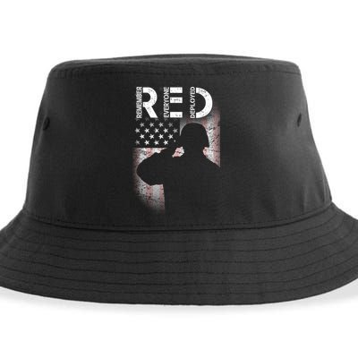 Red Friday Remember Everyone Deployed Flag Sustainable Bucket Hat