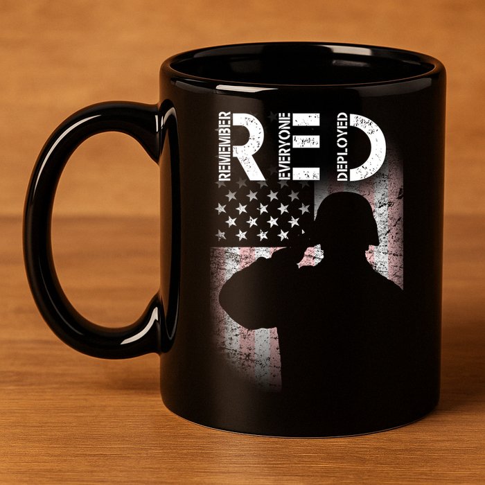 Red Friday Remember Everyone Deployed Flag 11oz C Handle Ceramic Mug