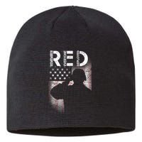 Red Friday Remember Everyone Deployed Flag Sustainable Beanie