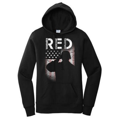 Red Friday Remember Everyone Deployed Flag Women's Pullover Hoodie
