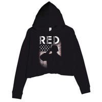 Red Friday Remember Everyone Deployed Flag Crop Fleece Hoodie