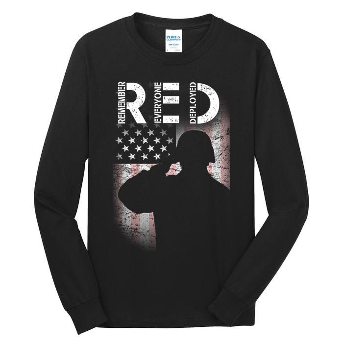 Red Friday Remember Everyone Deployed Flag Tall Long Sleeve T-Shirt
