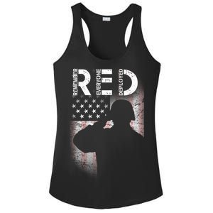 Red Friday Remember Everyone Deployed Flag Ladies PosiCharge Competitor Racerback Tank