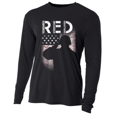 Red Friday Remember Everyone Deployed Flag Cooling Performance Long Sleeve Crew