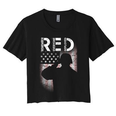 Red Friday Remember Everyone Deployed Flag Crop Top