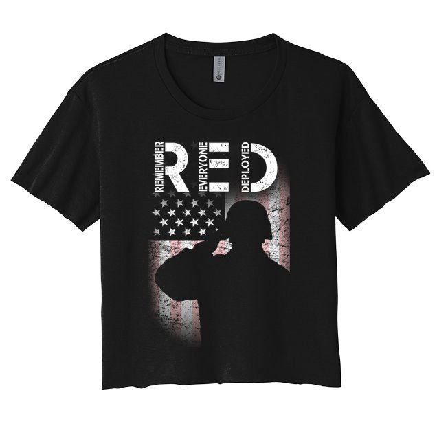 Red Friday Remember Everyone Deployed Flag Crop Top