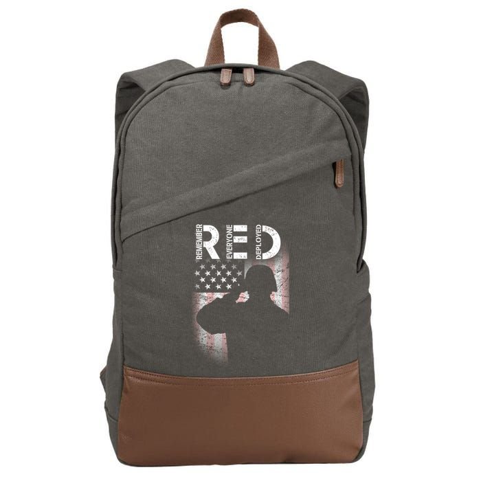 Red Friday Remember Everyone Deployed Flag Cotton Canvas Backpack