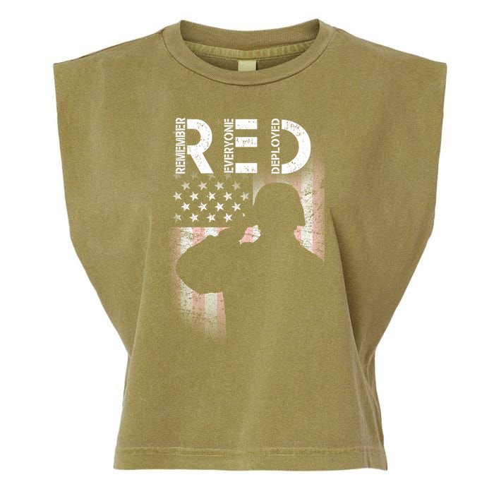 Red Friday Remember Everyone Deployed Flag Garment-Dyed Women's Muscle Tee