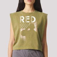 Red Friday Remember Everyone Deployed Flag Garment-Dyed Women's Muscle Tee