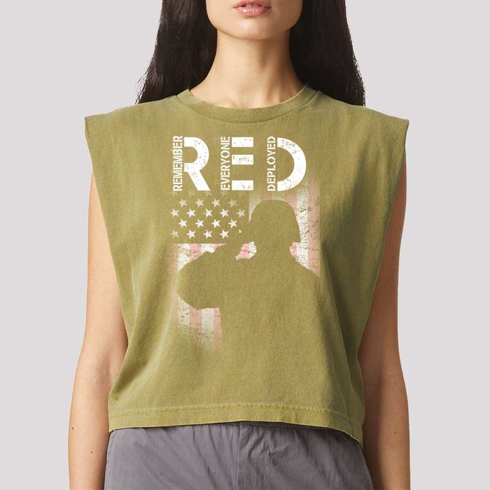 Red Friday Remember Everyone Deployed Flag Garment-Dyed Women's Muscle Tee