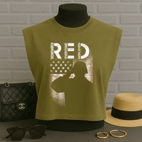 Red Friday Remember Everyone Deployed Flag Garment-Dyed Women's Muscle Tee