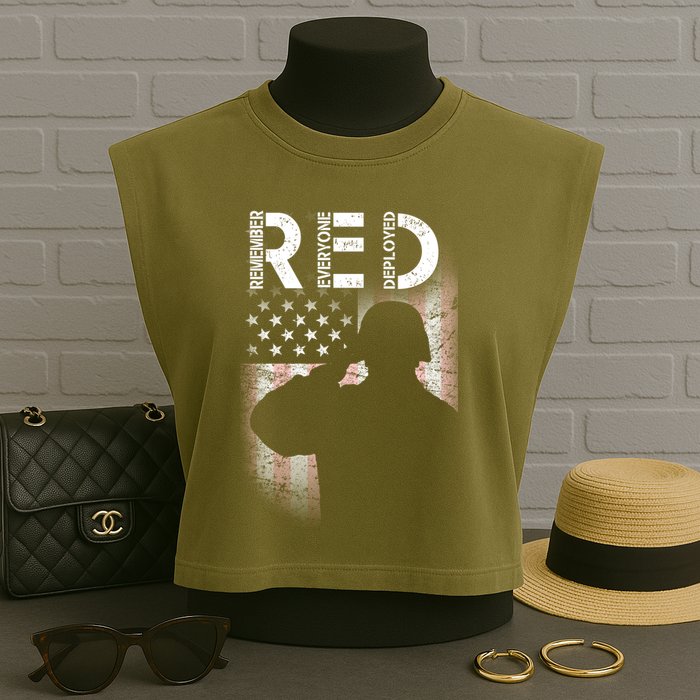 Red Friday Remember Everyone Deployed Flag Garment-Dyed Women's Muscle Tee
