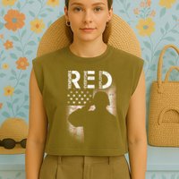 Red Friday Remember Everyone Deployed Flag Garment-Dyed Women's Muscle Tee