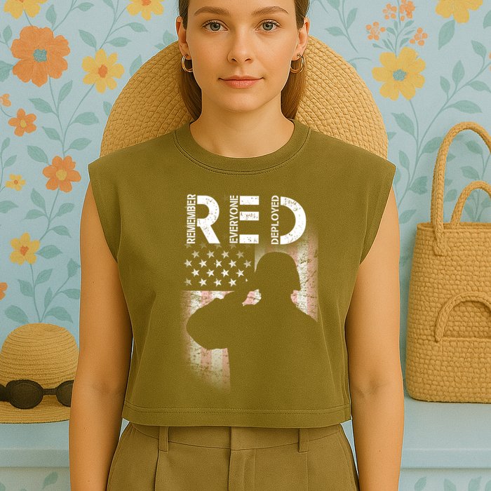 Red Friday Remember Everyone Deployed Flag Garment-Dyed Women's Muscle Tee