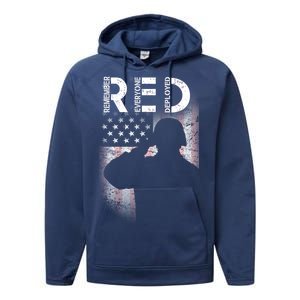 Red Friday Remember Everyone Deployed Flag Performance Fleece Hoodie