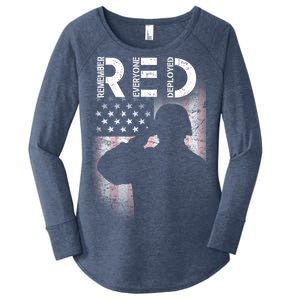 Red Friday Remember Everyone Deployed Flag Women's Perfect Tri Tunic Long Sleeve Shirt