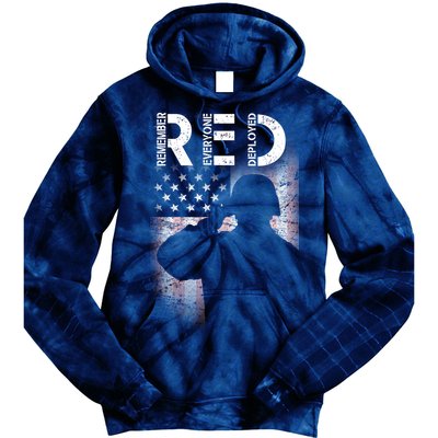 Red Friday Remember Everyone Deployed Flag Tie Dye Hoodie