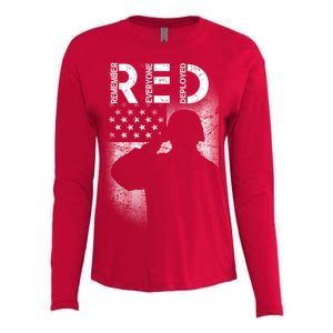 Red Friday Remember Everyone Deployed Flag Womens Cotton Relaxed Long Sleeve T-Shirt