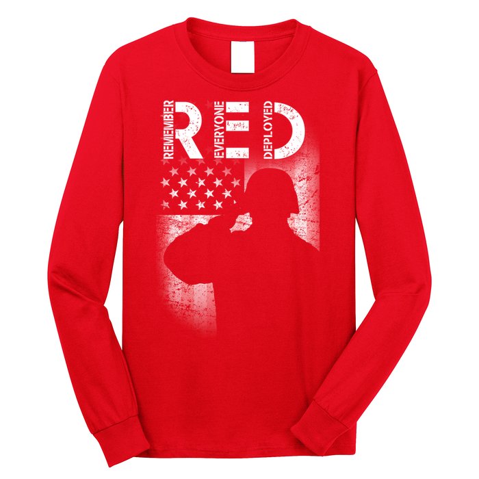Red Friday Remember Everyone Deployed Flag Long Sleeve Shirt