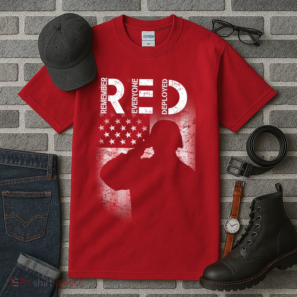 Red Friday Remember Everyone Deployed Flag Tall T-Shirt