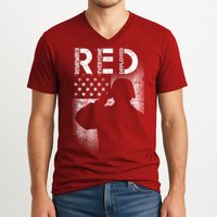 Red Friday Remember Everyone Deployed Flag V-Neck T-Shirt