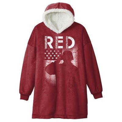 Red Friday Remember Everyone Deployed Flag Hooded Wearable Blanket