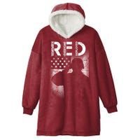 Red Friday Remember Everyone Deployed Flag Hooded Wearable Blanket