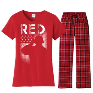 Red Friday Remember Everyone Deployed Flag Women's Flannel Pajama Set