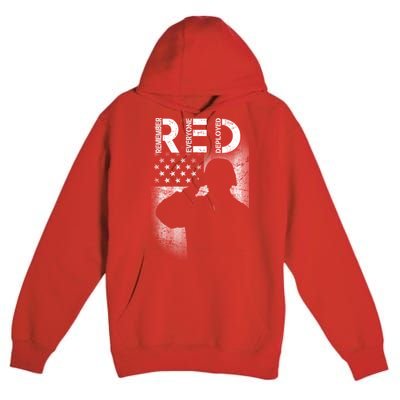 Red Friday Remember Everyone Deployed Flag Premium Pullover Hoodie