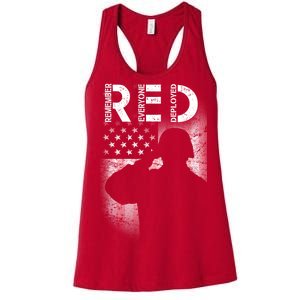 Red Friday Remember Everyone Deployed Flag Women's Racerback Tank