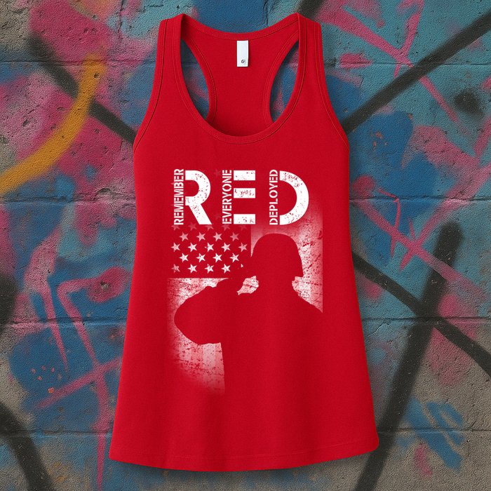 Red Friday Remember Everyone Deployed Flag Womens Tank Top