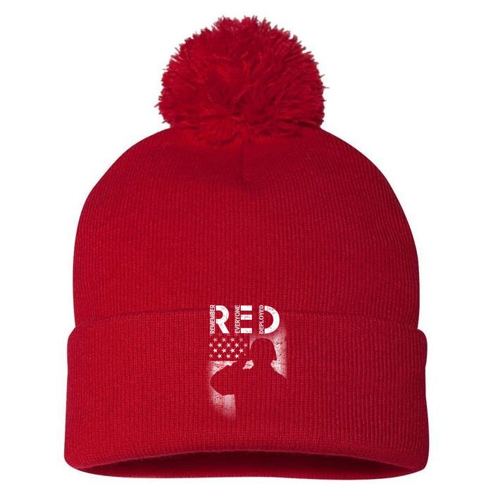 Red Friday Remember Everyone Deployed Flag Pom Pom 12in Knit Beanie