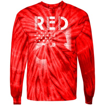 Red Friday Remember Everyone Deployed Flag Tie-Dye Long Sleeve Shirt