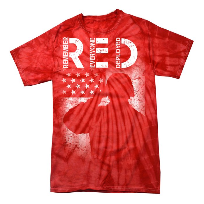 Red Friday Remember Everyone Deployed Flag Tie-Dye T-Shirt