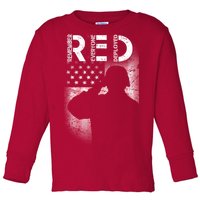 Red Friday Remember Everyone Deployed Flag Toddler Long Sleeve Shirt