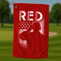 Red Friday Remember Everyone Deployed Flag Golf Towel