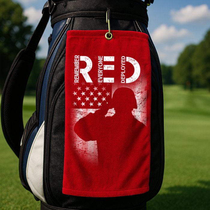 Red Friday Remember Everyone Deployed Flag Golf Towel
