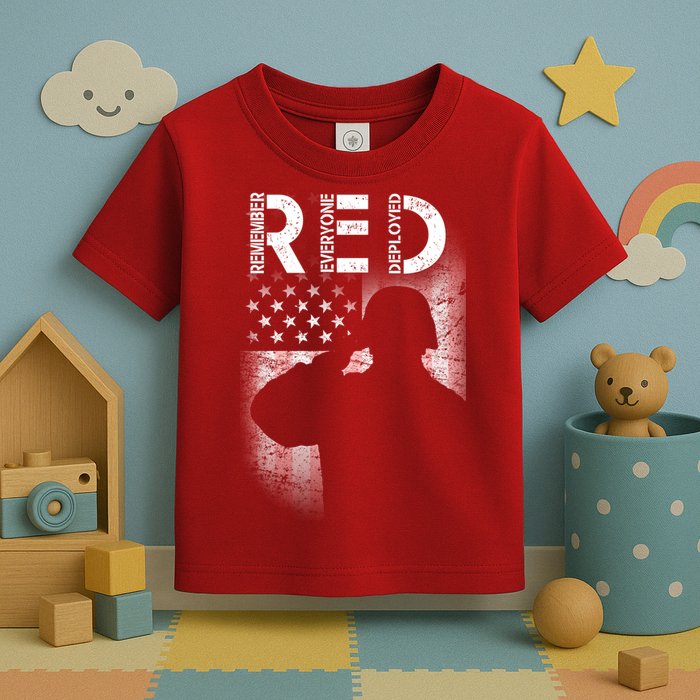 Red Friday Remember Everyone Deployed Flag Toddler T-Shirt