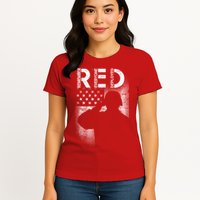 Red Friday Remember Everyone Deployed Flag Womens T-Shirt