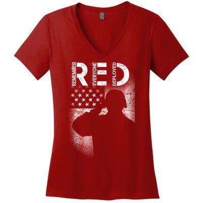 Red Friday Remember Everyone Deployed Flag Women's V-Neck T-Shirt