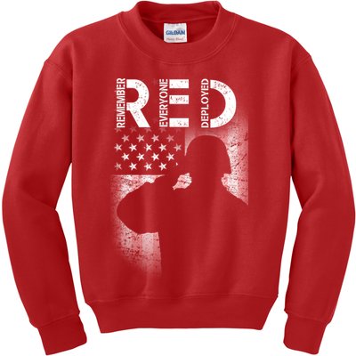 Red Friday Remember Everyone Deployed Flag Kids Sweatshirt