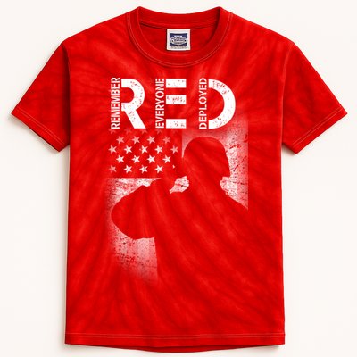 Red Friday Remember Everyone Deployed Flag Kids Tie-Dye T-Shirt