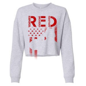 Red Friday Remember Everyone Deployed Flag Cropped Pullover Crew