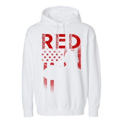 Red Friday Remember Everyone Deployed Flag Garment-Dyed Fleece Hoodie