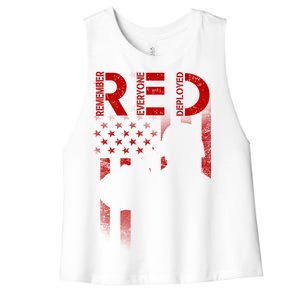 Red Friday Remember Everyone Deployed Flag Women's Racerback Cropped Tank