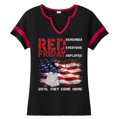 Red Friday Remember Until They Come Home Ladies Halftime Notch Neck Tee