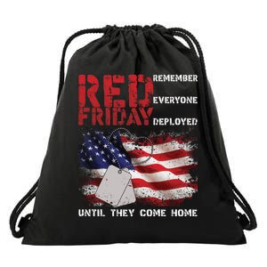 Red Friday Remember Until They Come Home Drawstring Bag